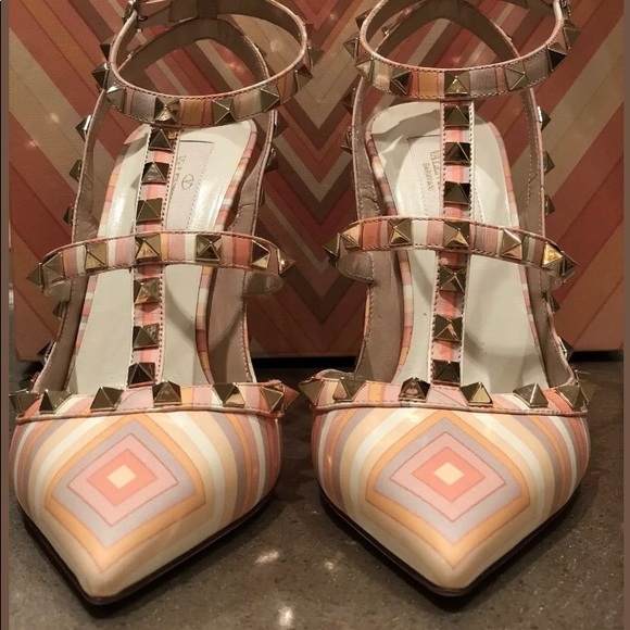 Valentino Rockstud Harlequin-print Pump Sorbet - Picture 4 of 8